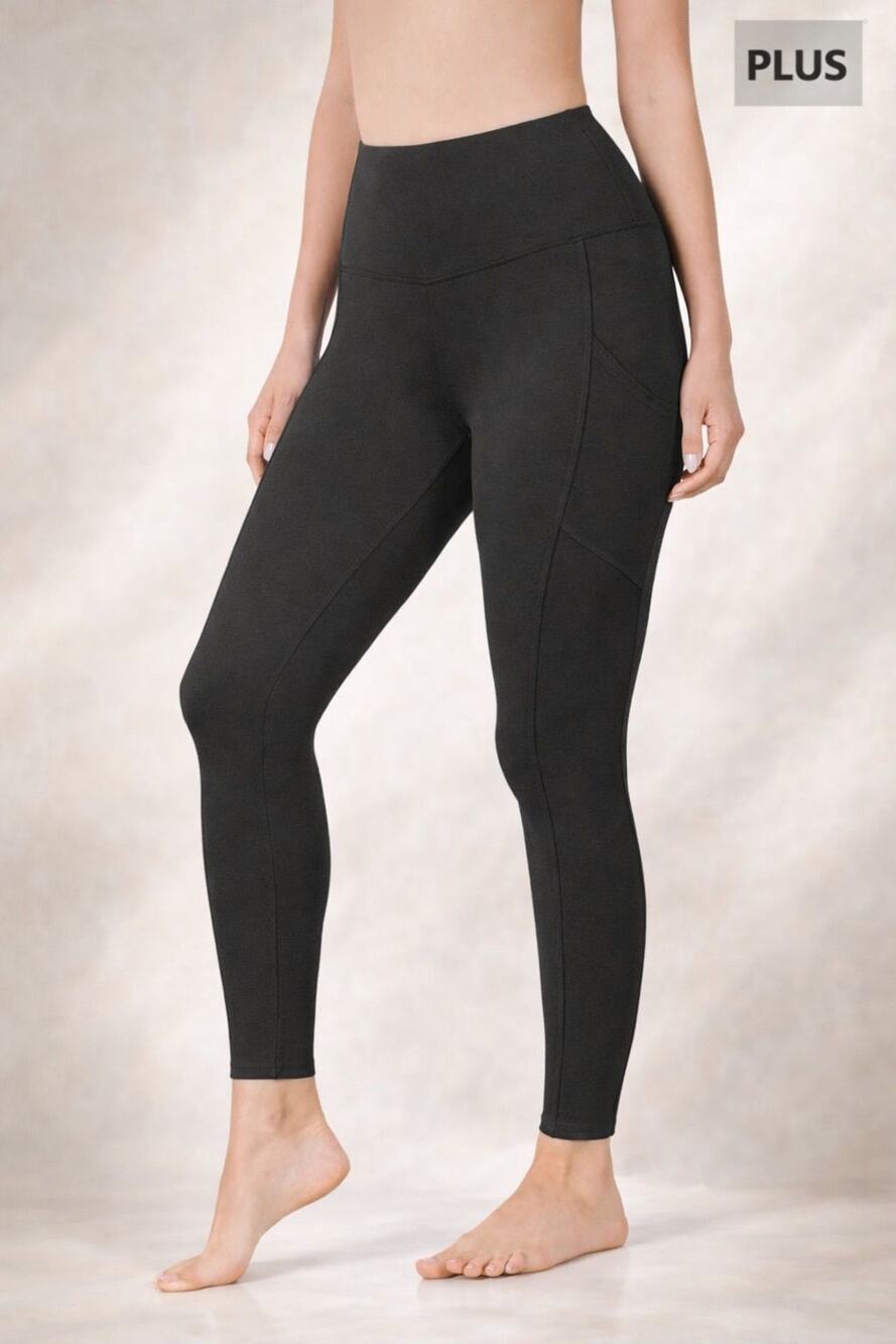 Zenana Brushed Microfiber Black Leggings with Side Pockets